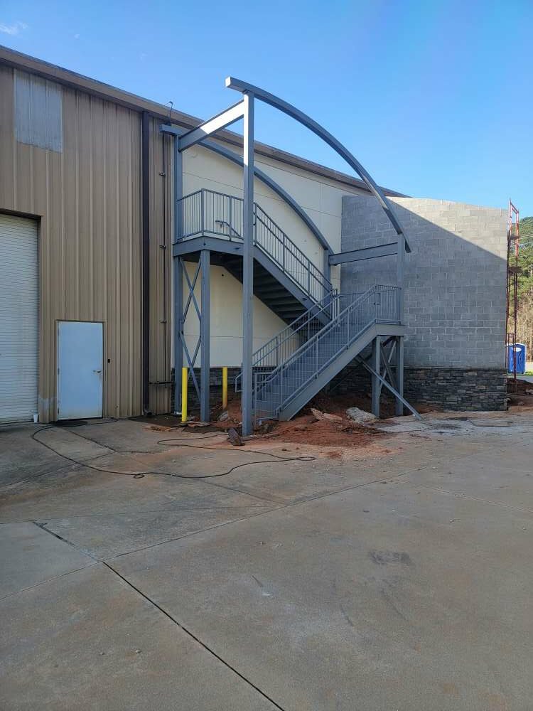 structural steel canopy and stairs in progress