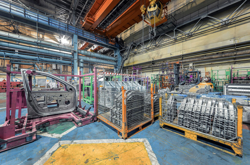 sheet metal stamped parts for the new car in automatic manufacturing plant